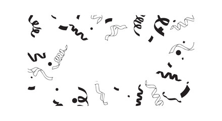 Obraz premium Confetti and streamers scattered across white background, creating festive border for celebration or party design.
