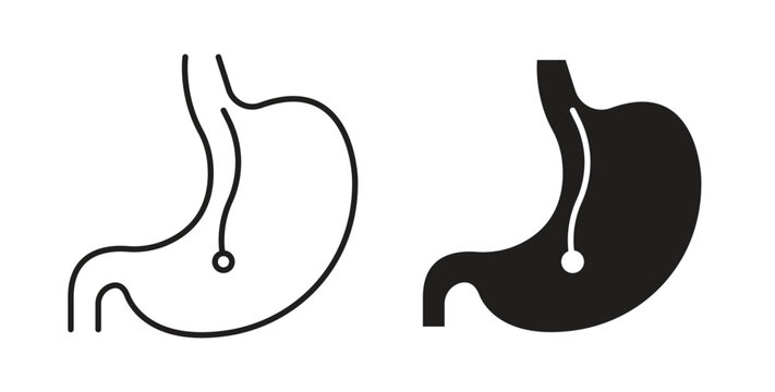 Endoscopy icon line style collection. Simple black solid icons