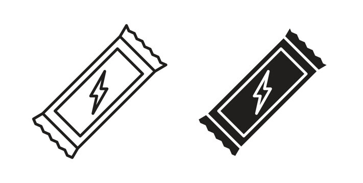 Energy bar icon line style collection. Simple black solid icons