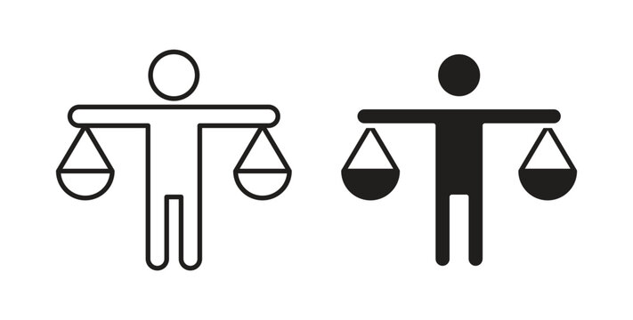 Ethics icon line style collection. Simple black solid icons