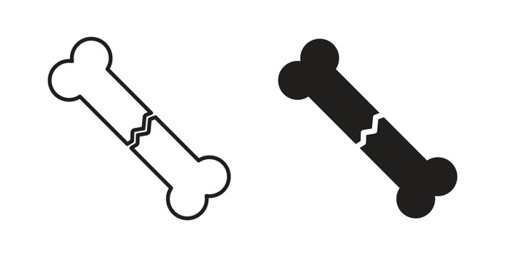 Fracture icon line style collection. Simple black solid icons