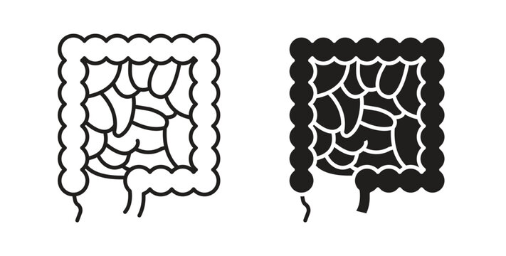 Gut icon line style collection. Simple black solid icons