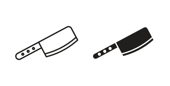 Hatchet icon line style collection. Simple black solid icons