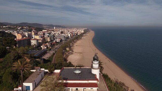 Faro de Calella en la Costa del Maresme de Catalunya