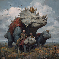 Fototapeta premium Majestic Triceratops in Dramatic Sky