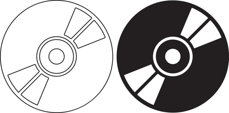 Compact Disc Line Icon Digital Media Storage Symbol Minimal Outline Illustration Isolated on White Background