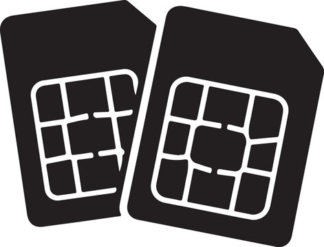 Dual SIM Card Line Icon Mobile Technology Symbol Minimal Outline Vector Isolated on White Background