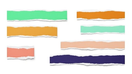 Fototapeta premium A colorful collection of torn paper strips in various hues