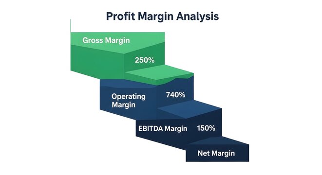 Profit margin analysis chart isolated on white background