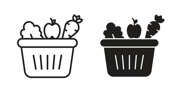 Grocery basket icon in line design. editable stroke icon vector. EPS10