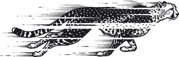 Cheetah running with motion blur effect in a minimalist graphic style © Ishtiaq