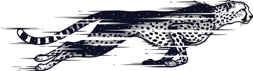 Cheetah running with speed effect in graphic illustration style © Ishtiaq