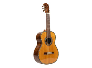 Fototapeta premium Acoustic guitar with intricate inlay on transparent background