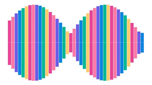 Animated Sound Wave Bars on White Background - Audio Frequency Spectrum 4K