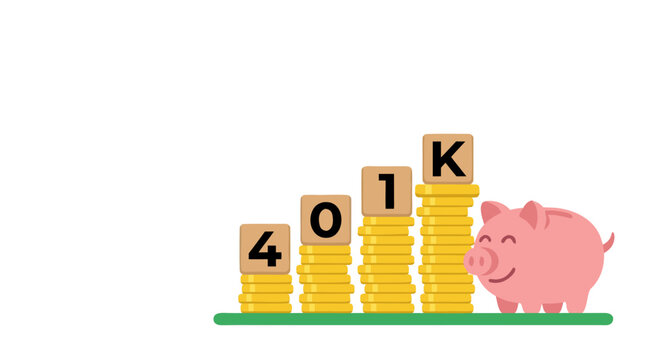 401k Contribution Retirement Savings Concept with Coin Jar Vector