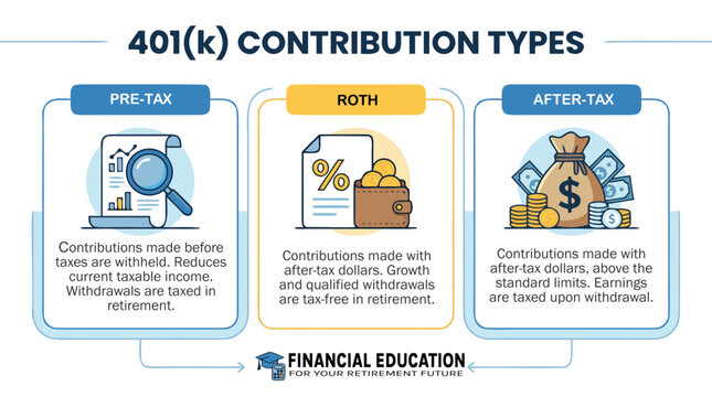 401k Contribution Plan with Piggy Bank and Money Flat Vector