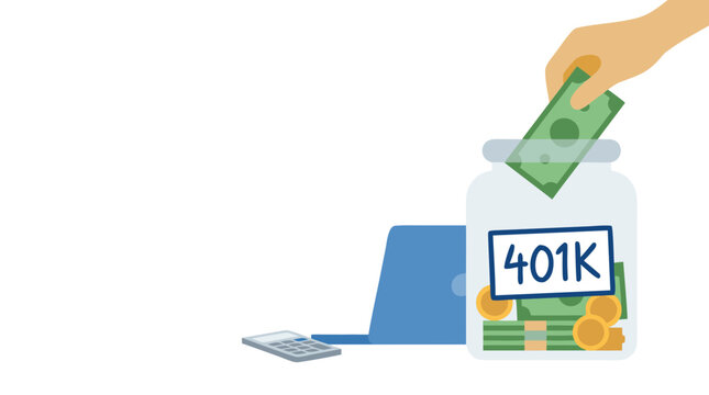 401k Contribution Calculation with Notebook and Pen Vector