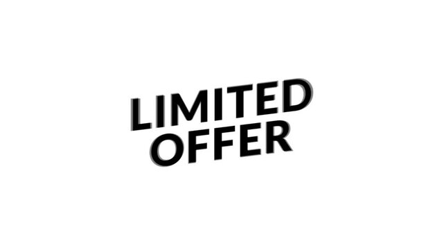 Kinetic typography LIMITED OFFER on a transparent background. A clean loop for advertising. Limited offer, promotion, discount, alpha channel, marketing banner