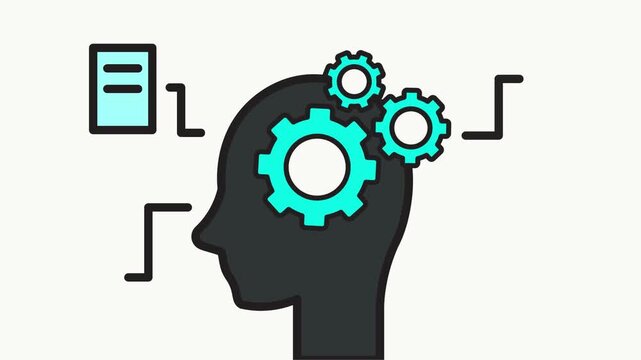 4k footage animation critical thinking skills. Problem-solving, analysis, reasoning, evaluation, experience, research, logic and listening. Creative flat design animation for web banner, business 