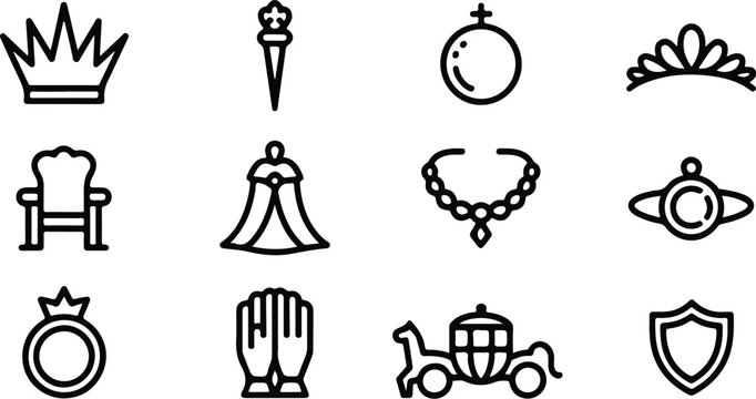 British Queen Silhouette Icon Collection Set