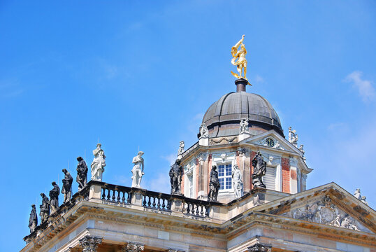 POTSDAM GERMANY: New Palace Sanssouci park in Potsdam, Germany. The building was begun in 1763, after the end of the Seven Years' War, under King Friedrich II (Frederick the Great)