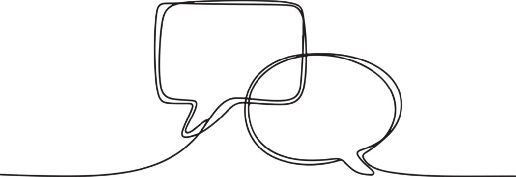 Minimalist continuous line speech bubbles communication conversation dialog concept abstract single line drawing modern outline illustration