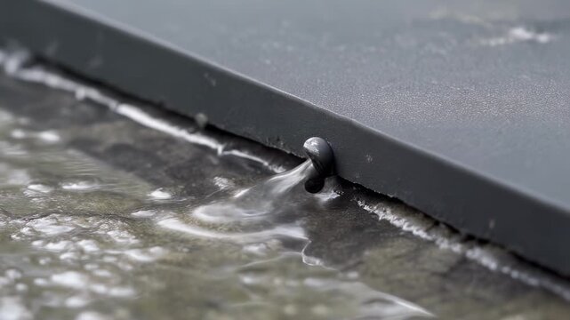 Water Leakage Flowing Beneath Metal Plate in Industrial Surface Inspection and Infrastructure Maintenance Context