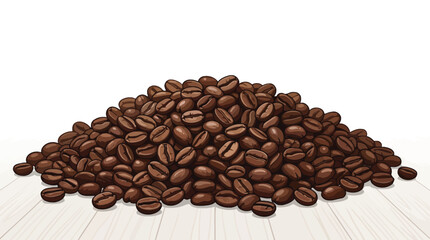 Fototapeta premium Scattered Roasted Coffee Beans Random Pattern on White Background