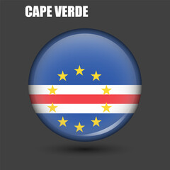 Fototapeta premium The national flag of Cape Verde is round.Vector.Round 3d flag icon with high detail.Spherical illustration of the flag.