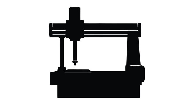 Silhouette of a precision machine tool likely a coordinate measuring machine