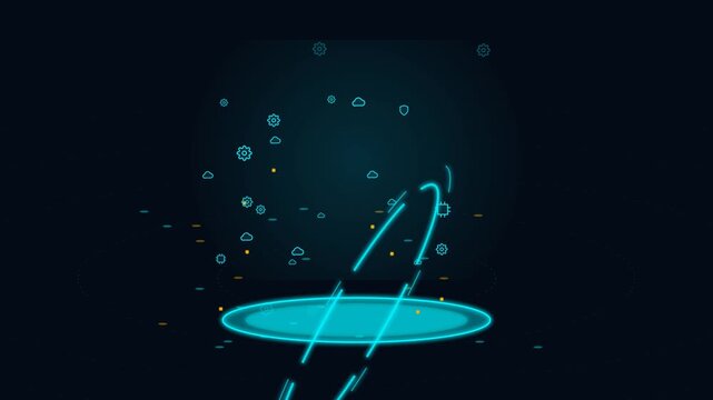Technology Abstract Digital Cloud Computing Platform with Data Transfer Animation