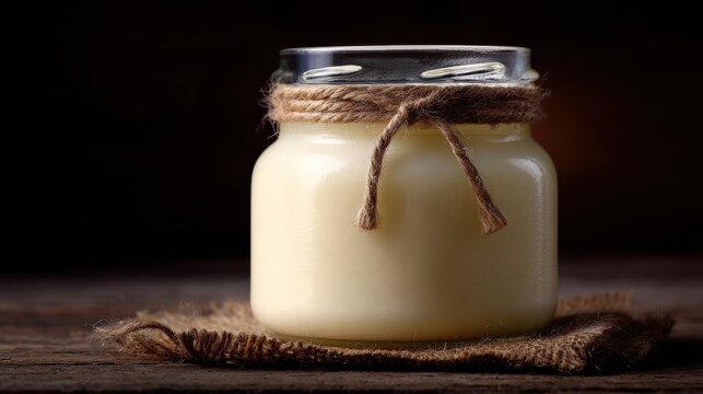 Stunning photo of studio shot of beef tallow in a jar.