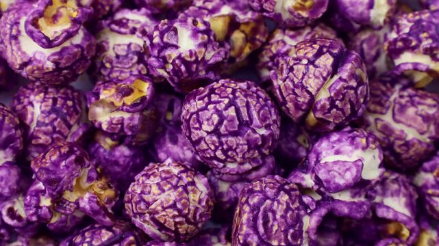 Bright purple grape popcorn circle rotation close up