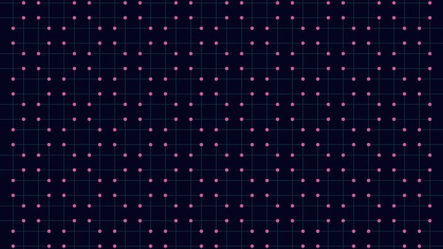 Animated dark blue grid with evenly spaced glowing green dots forming a geometric pattern, ideal for data, network, science, and futuristic interface background use