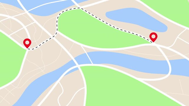 GPS map navigator. Location icon pop up 4k video