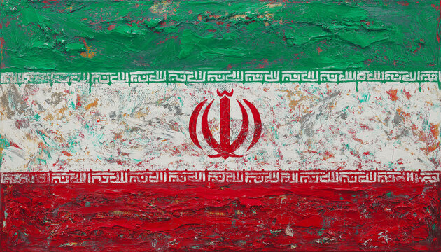 Iran Flag Encaustic Art: Contemporary Symbolism