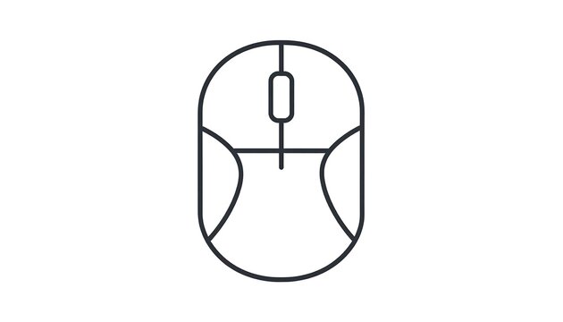 Top-down outline of a typical computer pointing device. Rounded shape with a scroll wheel and left/right button areas