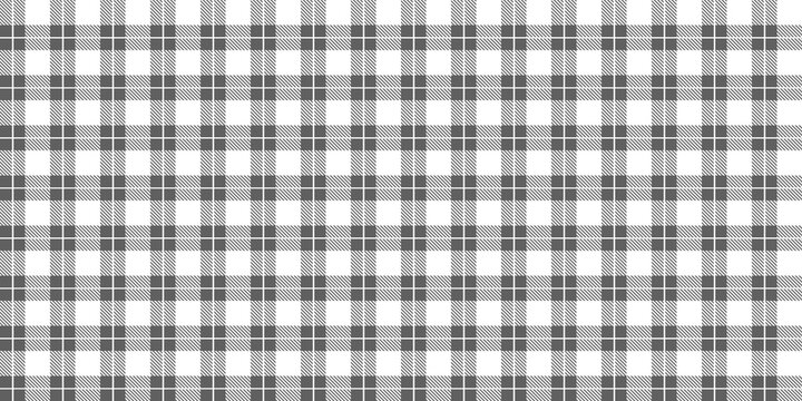 ​Seamless classic grey and white gingham plaid pattern. Minimalist checkered geometric background for fashion, fabric, and tabletop decor.