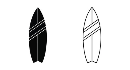 Two surfboards one black and one white depicted as a striking silhouette © Rina