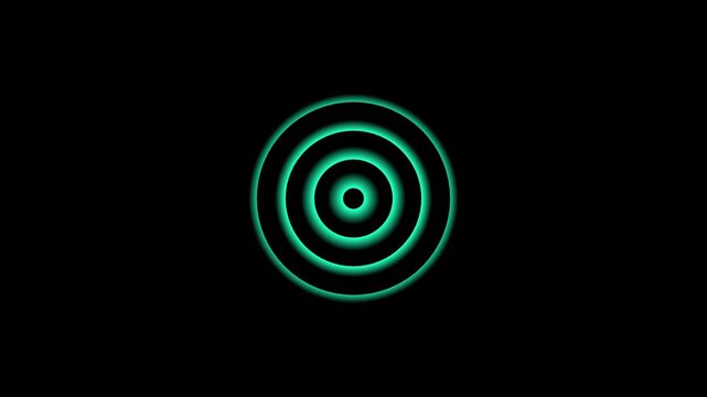 Abstract animated white concentric circles on a black background.Radio wave animation is isolated background.