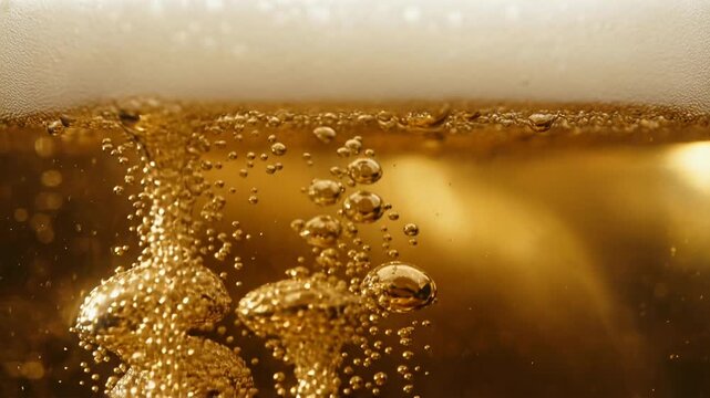 Ultra Slow Motion Cinematic Macro Shot From Inside The Beer, As If The Camera Is Submerged Within The Liquid. Beer Submersion And Macro Immersion Help Support The Drink Close