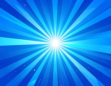 Cyan starburst. Blue rays emanate from a white center, with some glowing dots around