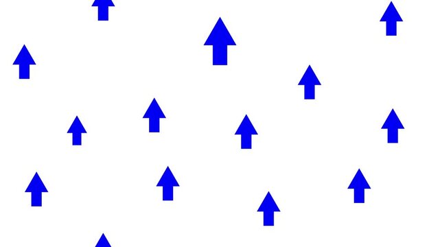 Seamless pattern of upward pointing blue arrows on a clean white background representing progress direction and positive movement in a simple