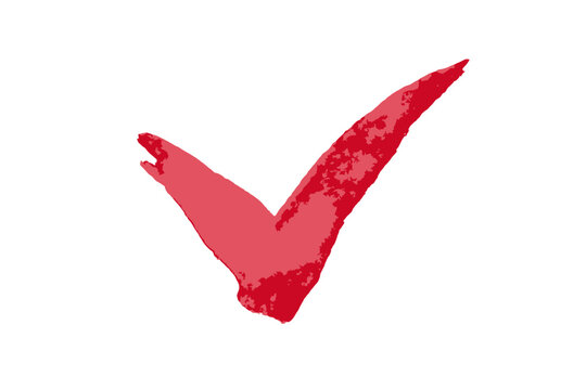 Bold red checkmark on white background symbolizing affirmation and validation
