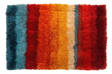 Obraz premium A vibrant multi-colored shag rug bursts with captivating hues, its textured surface adding warmth and artistic flair to any modern space.