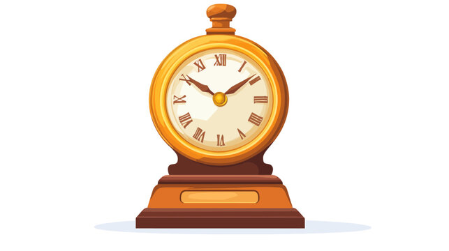 A cartoon depiction of a vintage table clock with a gold face and Roman numerals