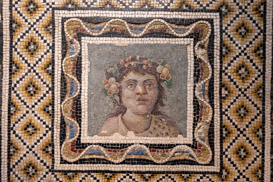 Ancient Roman mosaic portrait - Rome, Italy