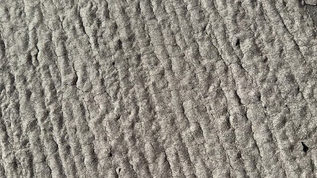 Uniflex rolled roofing closeup texture revealing granular asphalt surface with gritty granules, weathered bubbles, polymer coating.