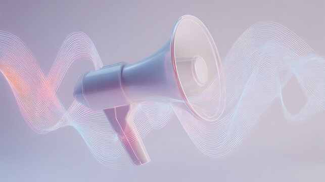 Megaphone with sound waves ideal for cinematic storytelling and documentaries