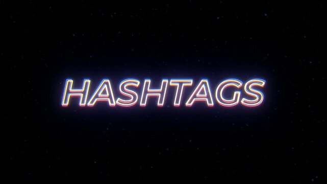 Hashtags Neon Sign Text with Classic Retro Theme